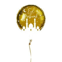 Eid Mubarak Folieballong Hvit og Gull