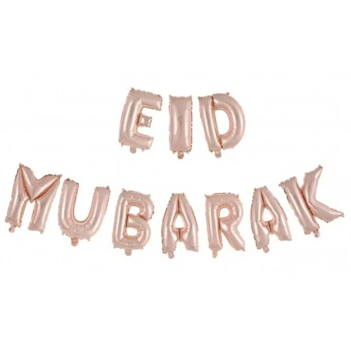 Eid Mubarak Folieballonger Gullrosa