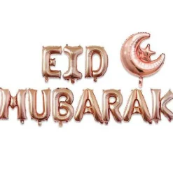 Eid Mubarak Folieballonger Gullrosa