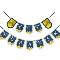 Eid Mubarak Girlander Gull og Blå