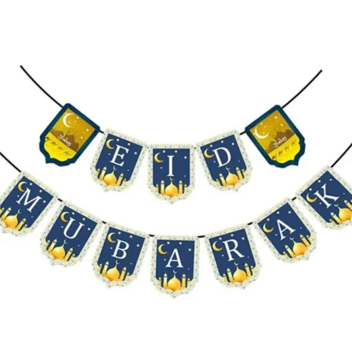 Eid Mubarak Girlander Gull og Blå