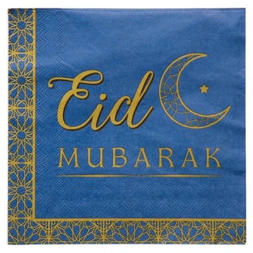 Eid Mubarak Servietter Blå