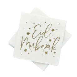 Eid Mubarak Servietter Hvit og Gull