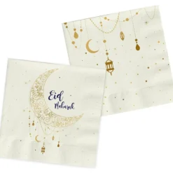 Eid Mubarak Servietter Hvit og Gull