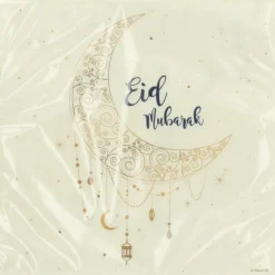 Eid Mubarak Servietter Hvit og Gull