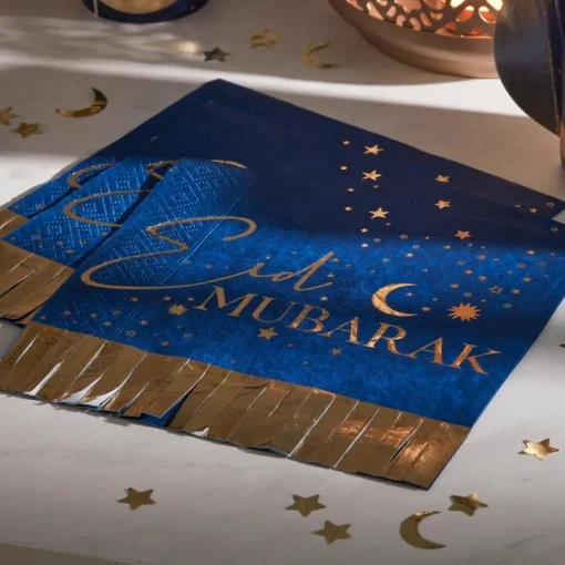 Eid Mubarak Servietter Marineblå og Gull