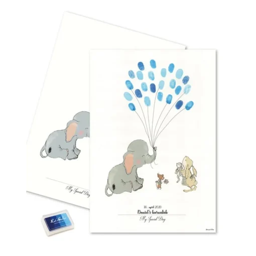 Elefant Fingeravtrykk Plakat Blå