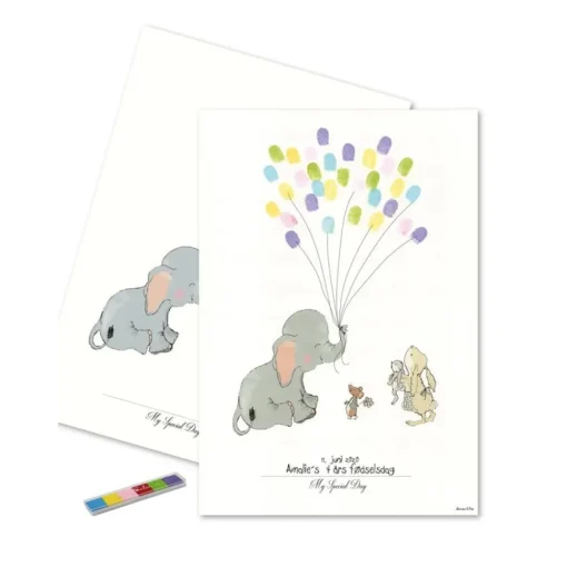 Elefant Fingeravtrykk Plakat Pastellfarger
