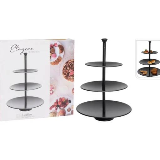3-etasjers Kakefat Svart