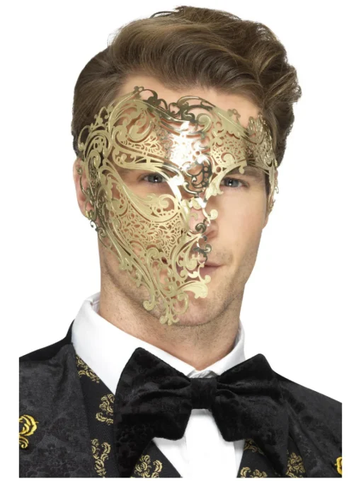 Fantommaske Metallisk Gull