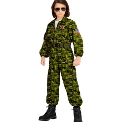 Fighter Pilot Barnekostyme Mørkegrønn