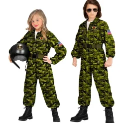 Fighter Pilot Barnekostyme Mørkegrønn