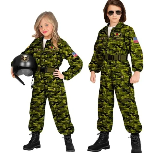 Fighter Pilot Barnekostyme Mørkegrønn