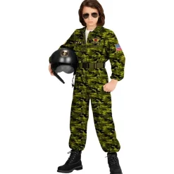 Fighter Pilot Barnekostyme Mørkegrønn