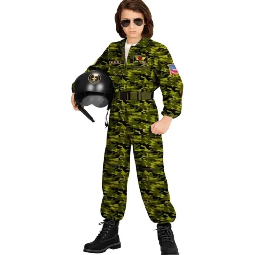 Fighter Pilot Barnekostyme Mørkegrønn