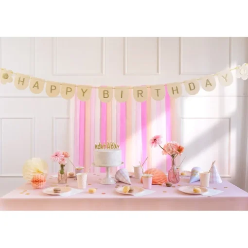 Filt Happy Birthday Girlander Lyserosa