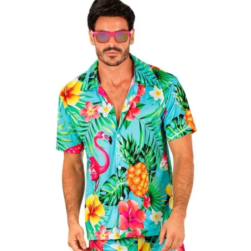 Flamingo Hawaiiskjorte Turkis