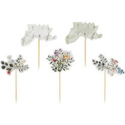 Floral Blomster Team Bride Cupcake Kaketopper