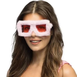 Fluffy Firkantede Partybriller Rosa
