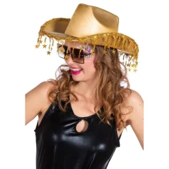Frynse Stjerner Cowboyhatt Gull