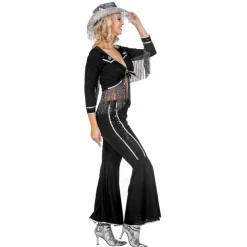 Frynsete Cowgirl Kostyme Sølv og Svart