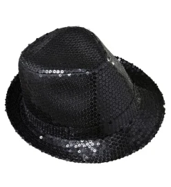 Gangsterhatt Paljetter Svart