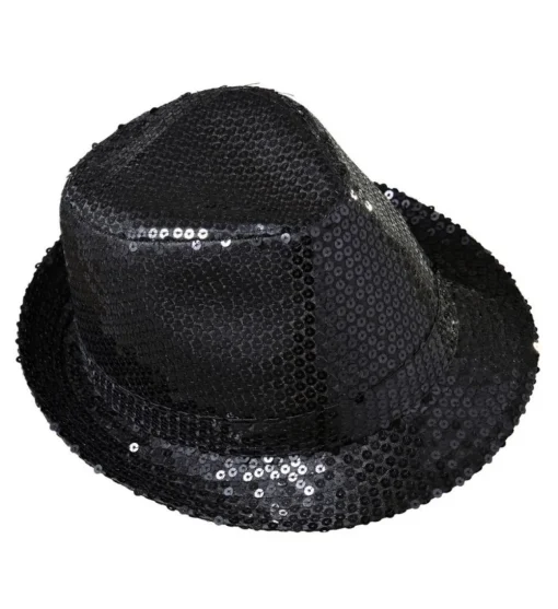 Gangsterhatt Paljetter Svart