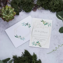 Geo Greenery Save The Date Kort