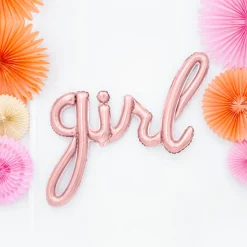Girl Folieballong Gullrosa