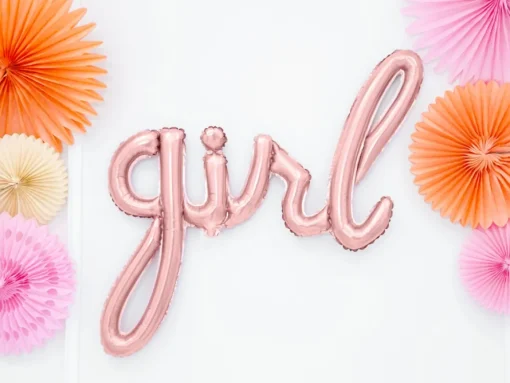 Girl Folieballong Gullrosa