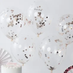 Gjennomsiktige Konfetti Ballonger Gullrosa