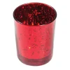 Glass Telysholder Metallisk Rød