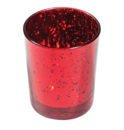 Glass Telysholder Metallisk Rød