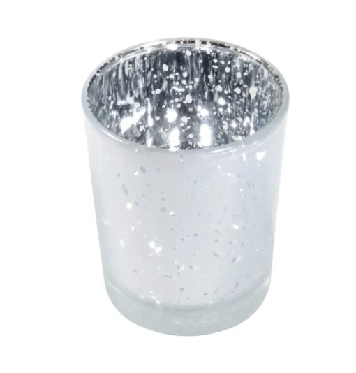 Glass Telysholder Metallisk Hvit
