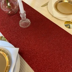 Glitter Premium Bordløper Mørkerød