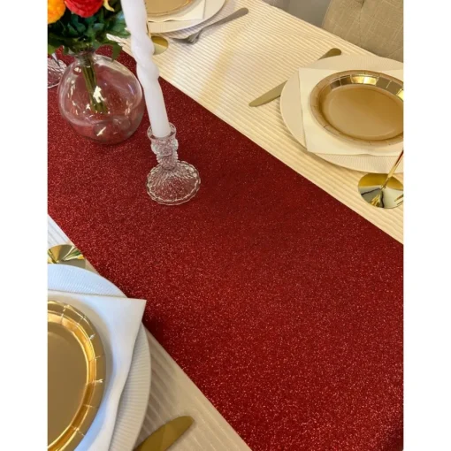 Glitter Premium Bordløper Mørkerød