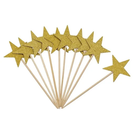 Glitter Stjerne Kakepinner Gull