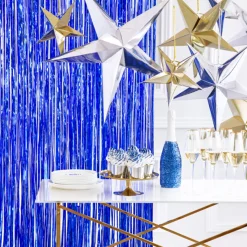 Glittergardin Blå
