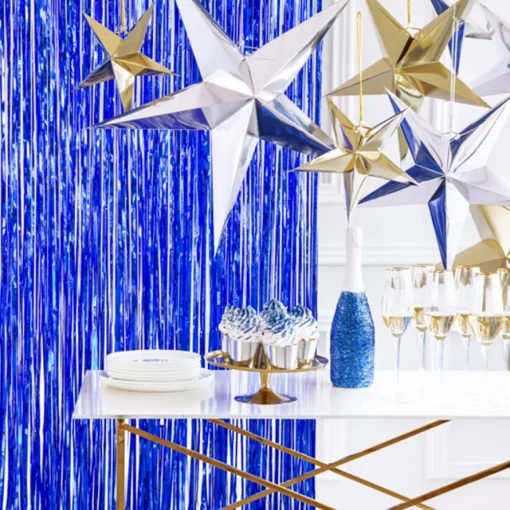Glittergardin Blå
