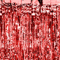 Glittergardin Rød