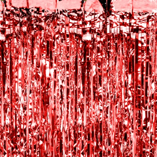 Glittergardin Rød