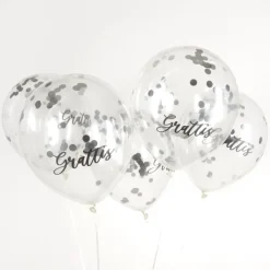 Grattis Konfetti Ballonger Sølv