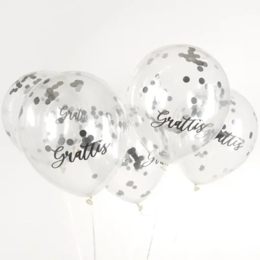 Grattis Konfetti Ballonger Sølv