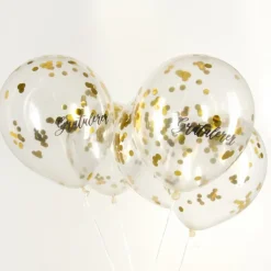 Gratulerer Konfetti Ballonger Gull
