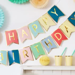 Gullkantet Happy Birthday Flaggbanner