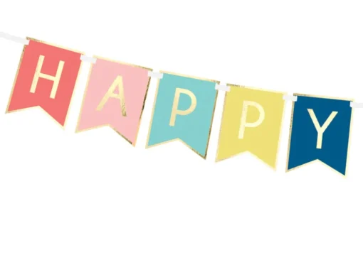 Gullkantet Happy Birthday Flaggbanner