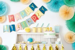 Gullkantet Happy Birthday Flaggbanner