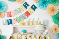 Gullkantet Happy Birthday Flaggbanner