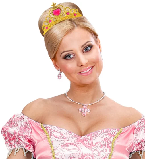 Gulltiara med Rosa Edelstener