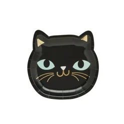 Halloweeen Katt Papptallerkener